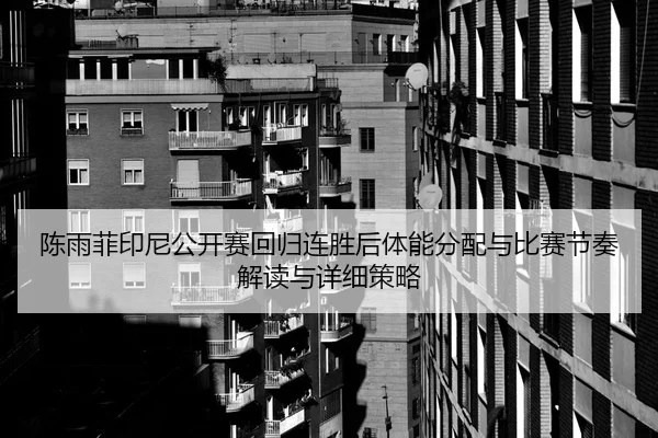 陈雨菲印尼公开赛回归连胜后体能分配与比赛节奏解读与详细策略